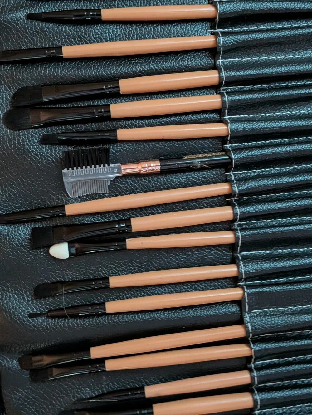 New Full Set Makeup Brush Roll - Black Handle Brushes